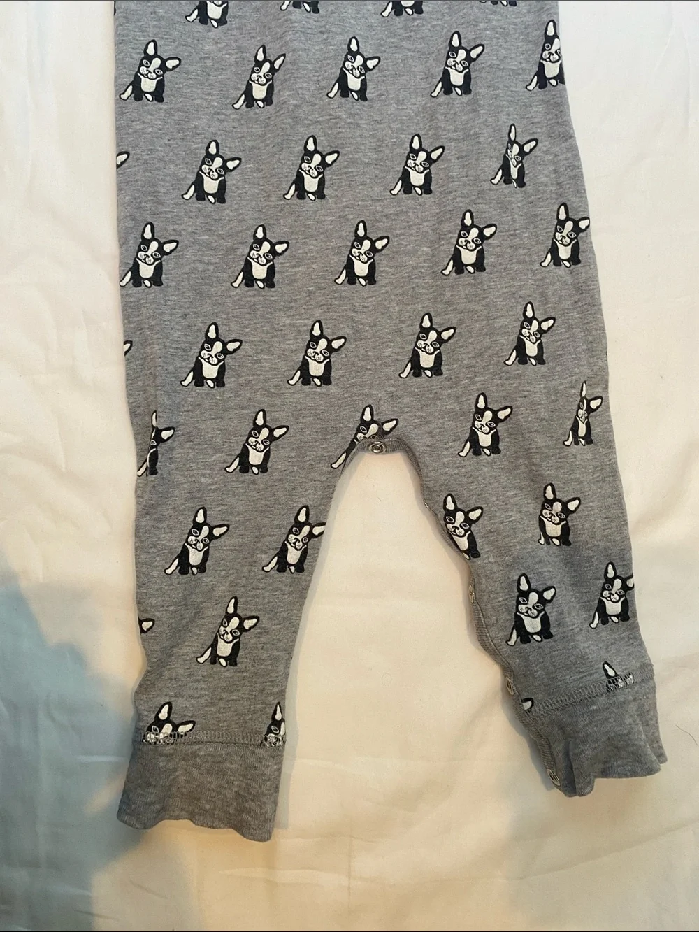 Grey Puppy Print Footed One-Piece for Kids